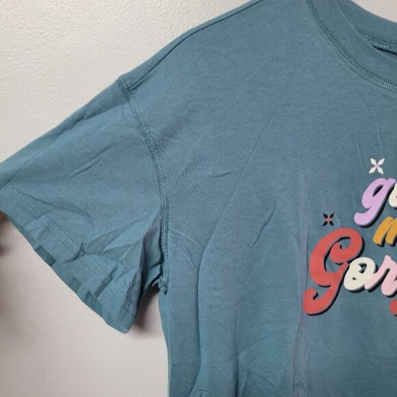 Joyspun Morning Gorgeous Tee Shirt Cropped Soft Womens Small Short Sleeve Blue - Picture 3 of 7